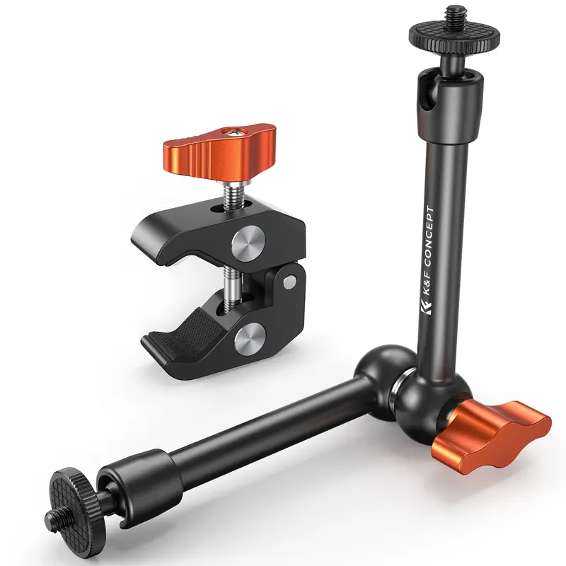 【K&F CONCEPT】  Magic Arm Clamp Kit with 1/4" & 3/8" Thread Screw 360° Ball Heads Articulating Magic Arm Camera Mount for Monitor, Flash, LED Light, Microphone, Camera Cage, Action Camera
