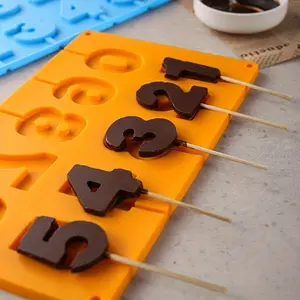 1pc 3D Numbers Lollipop Mold - Reusable Cake Candy Snack Baking Mold - Uncharged Kitchen Accessory for Baking Tools Silicone Molds
