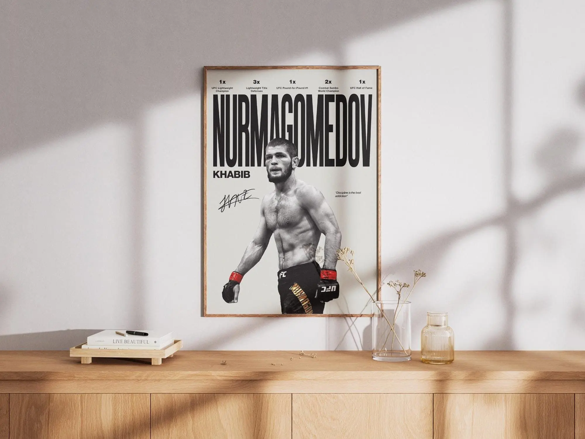 Khabib Nurmagomedov Poster, UFC MMA Wall Art, Lightweight Champion Print, Fight Poster, MMA Fan Gift( Unframed - Print Only )