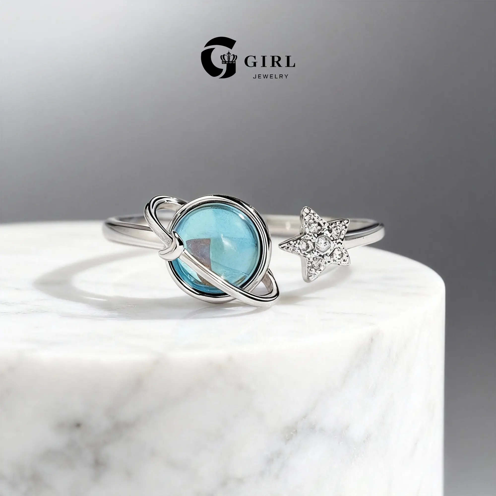 GGIRL Unique Rotating Planet Ring With Adjustable Opening | Star And Planet-Inspired Jewelry | Stress-Relief Accessory | Minimalist Galaxy Style | A Great Little Gift For Your Space-Loving Best Friend
