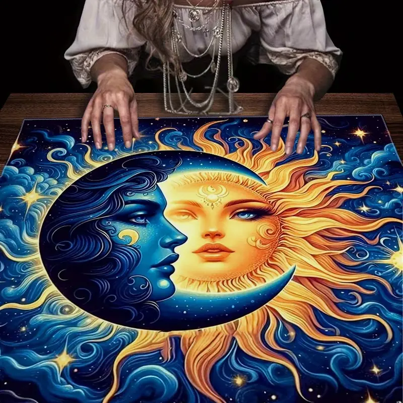 1 piece 2D flat Tarot card tablecloth (only the tablecloth), exquisite Star Cosmic pattern divination tablecloth, suitable for meditation, social games, home decoration and outdoor festival activities