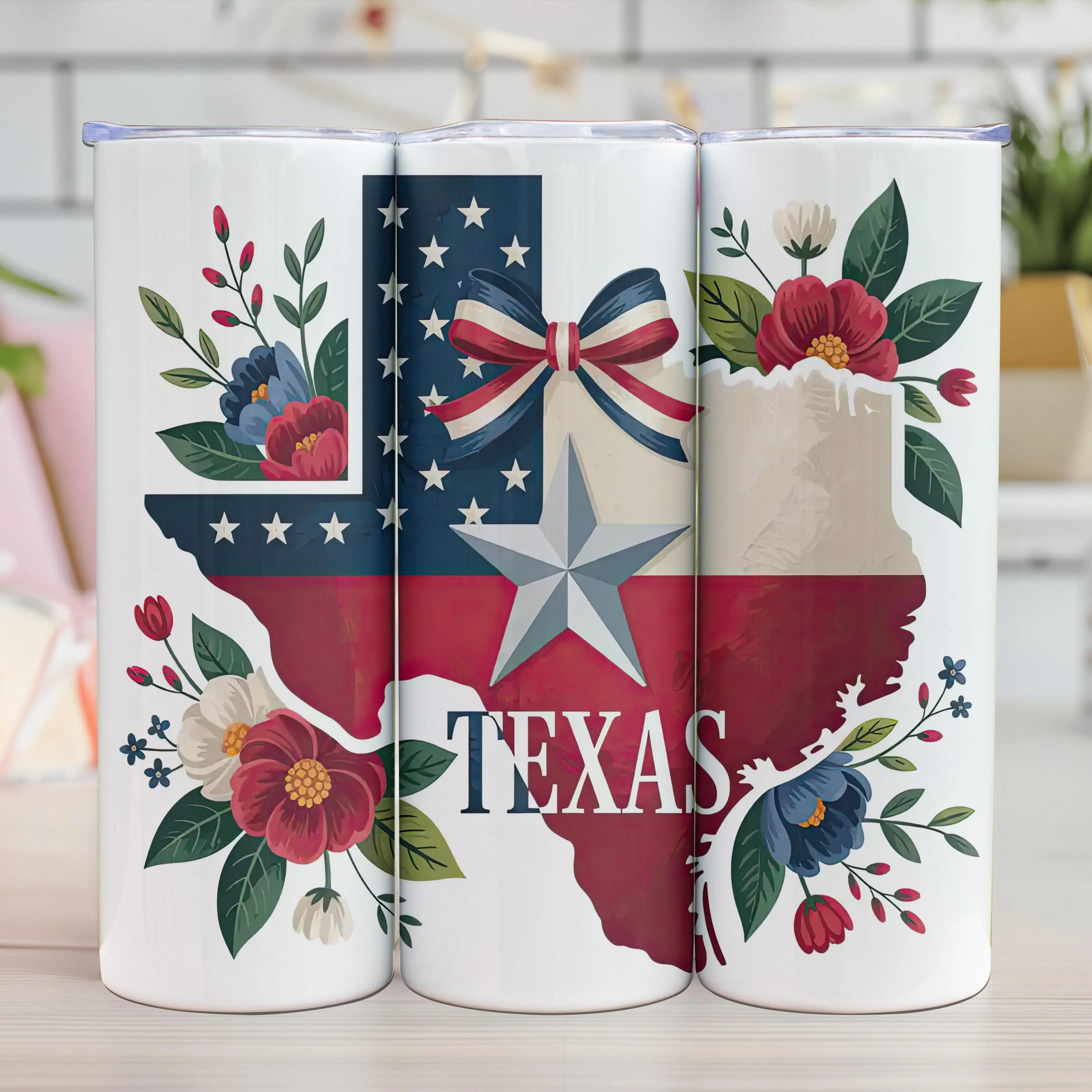 Texas Floral Patriotic 20oz Stainless Steel Tumbler