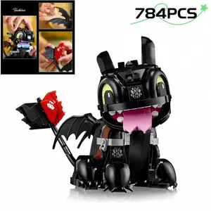 2026 New 784pcs 10375 Cute Pet Building Blocks, Home Decor Toy, Puzzle Gift for Boys and Girls, Educational Dragon Training Set