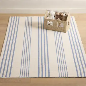 Striped Pattern Rug, 1 Count Modern Simple Soft Foldable Carpet, Non-slip Floor Mat for Home Living Room Bedroom Kitchen Study Room, Machine Washable Rug