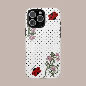 Polka Dot Ladybug Phone Case Cute Y2K Art Kawaii Floral Coquette Case for iPhone 17 16 15 14 13 12 11 Pro Max Impact Resistant Protection