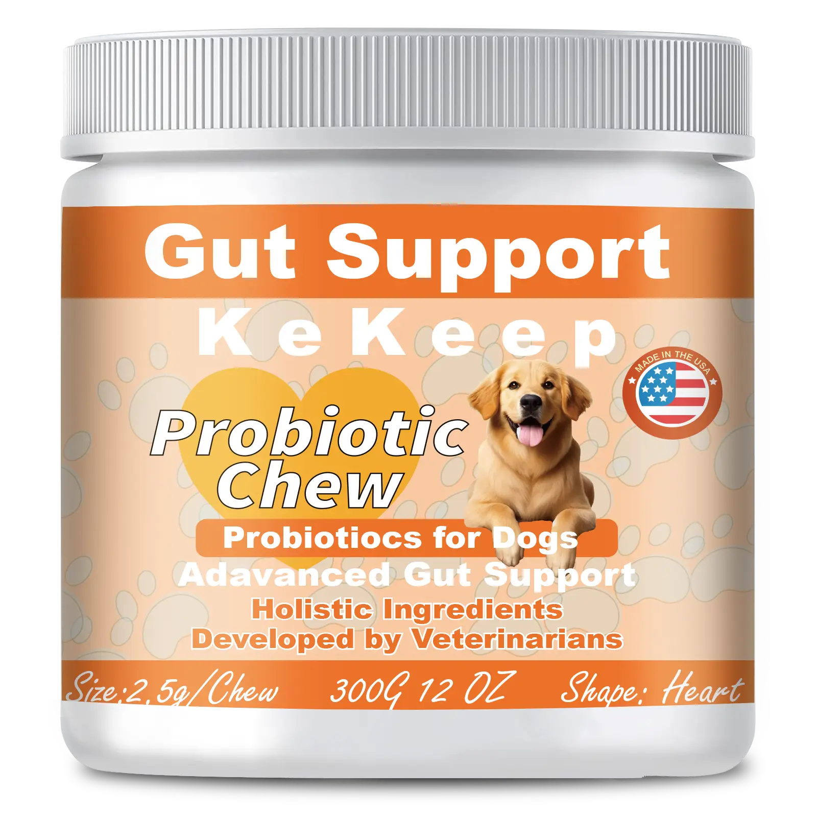 KeKeep Paws Probiotics for Pets, Soft Chew for Immune Support and Total Digestive Health, Duck Flavor - Treat for Dogs