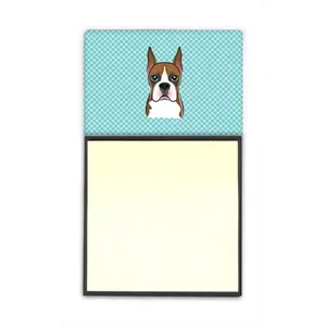 212 MAIN Checkerboard Blue Boxer Refillable Sticky Note Holder - 3x3 In., Post-it Note Dispenser, Office Accessories, Desk Organizer