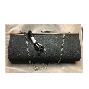 Glitter Beaded Sequin Evening Bag Clutch with 2 Shoulder Straps Wedding Party Purse Diamond Style Clasp Gorgeous Clutch