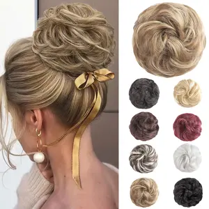 Messy Hair Bun Hair Scrunchies Extension Curly Wavy Messy Bun Hair Synthetic Chignon Hairpieces for Women