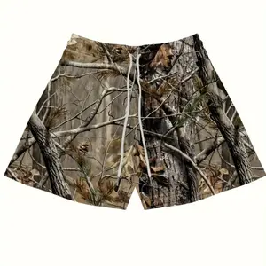 SOULO Real Tree Camo Shorts for Men - 5-Inch Inseam, Breathable, Stretchy, Quick-Drying, and Pocketed Basketball & Beach Shorts