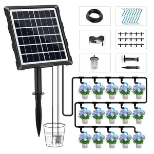 Solar Automatic Drip Irrigation Kit System, 50FT Solar  Auto Easy DIY Watering Device Supported Pots , 6 Timing Modes with Anti-Siphoning Device