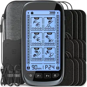 3-in-1 Unit Muscle Stimulator for Pain Relief Therapy, 30 Intensities EMS Massager Machine for Gradual Back, Shoulder, Sciatica, 24 Modes Pulse Massager with EVA Travel Case, 12 Pads