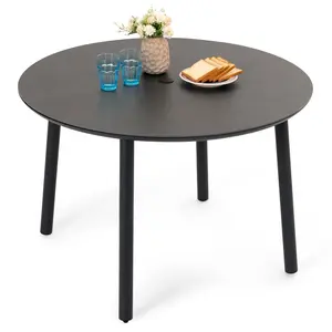 Outdoor 43” Round Aluminum Dining Table with Sintered Stone Tabletop