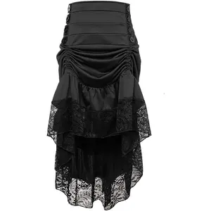 steampunk victoriana gótica con volantes y ribete de encaje para mujer Skirts