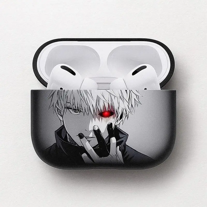 Ken Kaneki "Tokyo Ghoul" Dark Aesthetic AirPods Case | Iconic Finger Crack & Red Eye | Matte Black Shockproof Cover for AirPods 1/2/3/4 & Pro