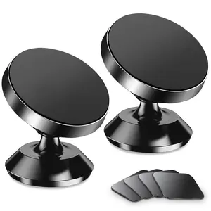 2-Pack Magnetic Phone Holder for car, [Strong Magnet] Magnetic Phone Mount for Car [4 Metal Plate] iPhone Magnetic car Mount for Cell Phone [360 °   Rotation] Universal Dash car Phone Holder Mount