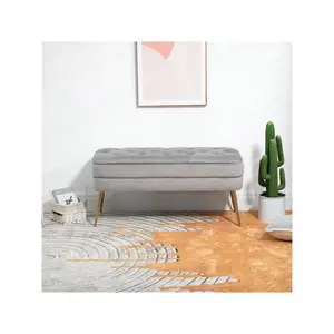 Storage Ottoman Bench,Modern Upholstered Velvet Fabric Entryway Bench With Large Storage Space And Golden Metal Feets, 40.94*15.75*20.08Inches ,End Of Bed Storage Bench For The Living Room,Bed Room.