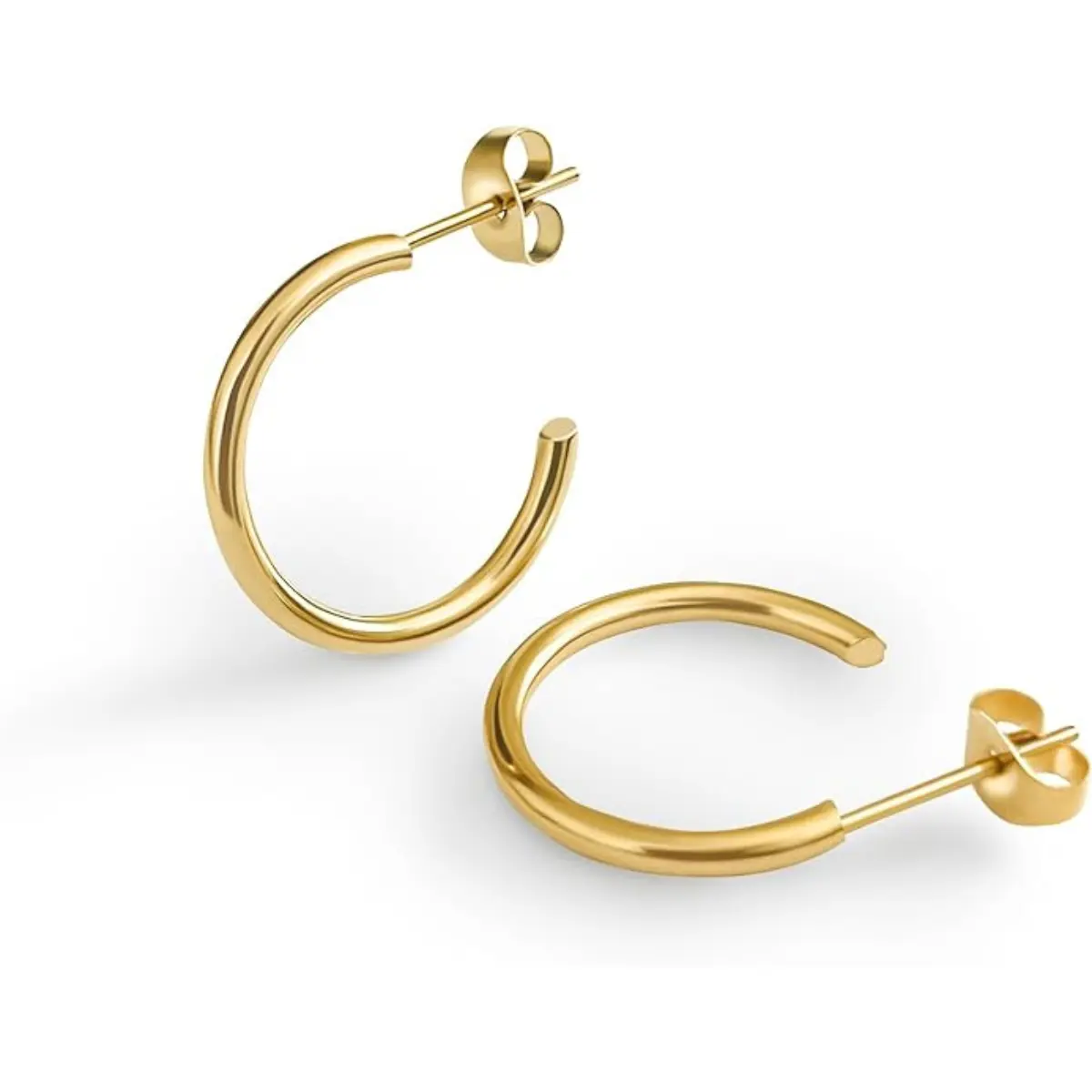 Altitude Boutique 20mm - 18K Small Gold Hoop Earrings For Women | Gold Plated Thin Tube Earrings | Lightweight, Hypoallergenic Chunky Gold Open Hoops