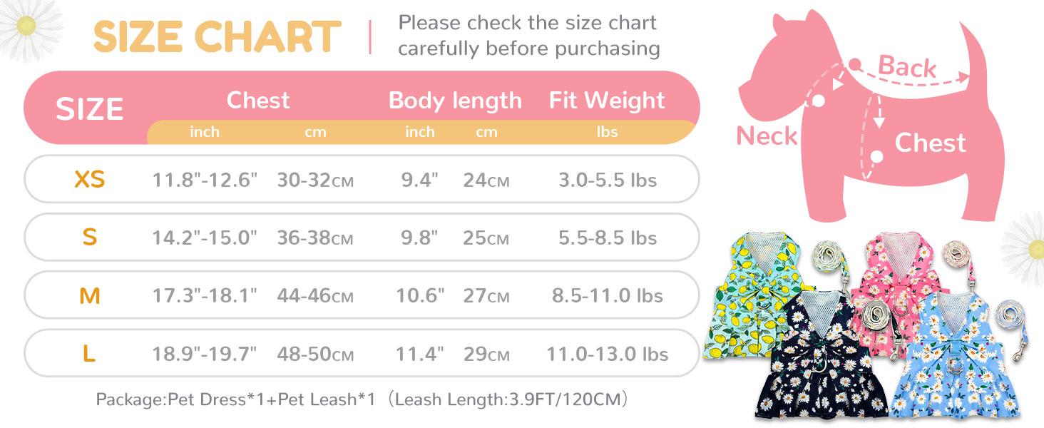 Dog Dress with Bowknot Harness & Leash Set – Floral Princess Outfit for Small Dogs & Cats, Breathable Spring/Summer Pet Clothes