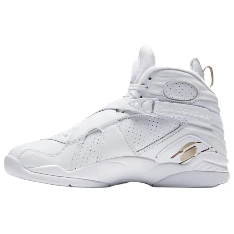 OVO x Air Jordan 8 Retro 'White' Limited Edition Men's Leather Sneakers, Drake's OVO Collab Sports Footwear, Men's Sneakers, Iconic Look