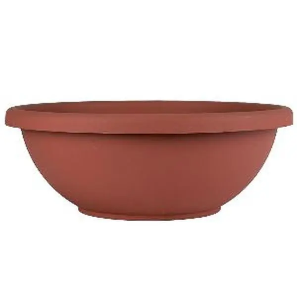 The HC Companies 15.5 Inch Garden Bowl Planter - Shallow Plant Pot with Drainage Plug for Indoor Outdoor Flowers, Herbs, Clay