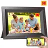 KODAK 10.1-Inch IPS HD Touch Screen Framed Display Digital Photo Frame - High Quality Modern Plastic, 32GB Storage, Wireless Sharing, Hangable Wooden Wall Mount, USB Type-C, Calendar, Clock, Alarm, Weather Forecast, Father's Day Home Decor Gift, Modern Fr