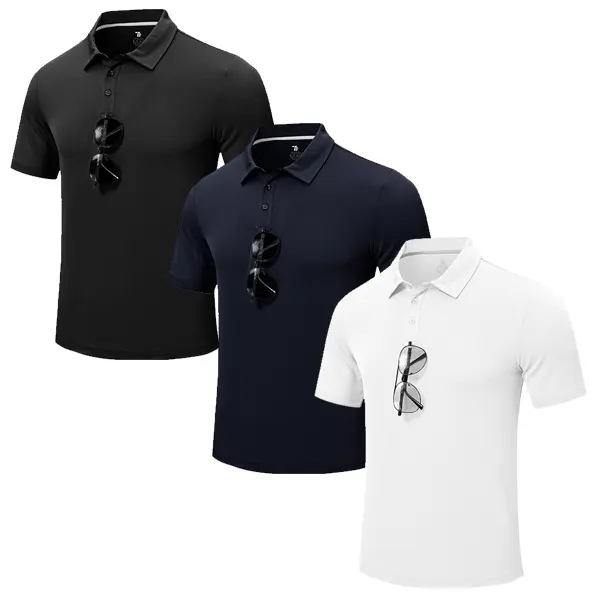 TBMPOY Men's 1-3 Pack Collared Short Sleeve Golf Polo Shirts - Athletic Quick Dry Pique Jersey Shirts with Buttons, Moisture Wicking, UPF 50+, Everyday Wear, Office & Sports Use (Summervibes Father's Day Gift)