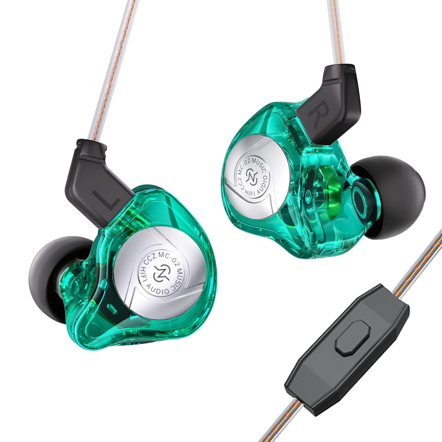 CCZ MC02 Wired HiFi IEMs with 3.5 mm Jack, 0.78 mm Detachable TFZ Analog Cable, Single DD Punchful Bass, Stereo Sound, Multi-Device Compatibility, All-Day Fit, Cyan, No Mic, Manufacturer Warranty (Ideal for Electronic Music), Tablet, All-Day Ergo-Fit, Hea
