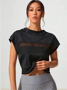 Women's Breathable Mesh Sports Hoodie, Sporty Quick Drying Top for Outdoor Workout Running, Ladies Sportswear for Summer, Athletic Fashion Activewear