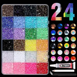 Nail Rhinestone Set 24-color Boxed Mixed Color AB Color Resin Pointed-bottom Rhinestones DIY Nail Decoration Set Tools
