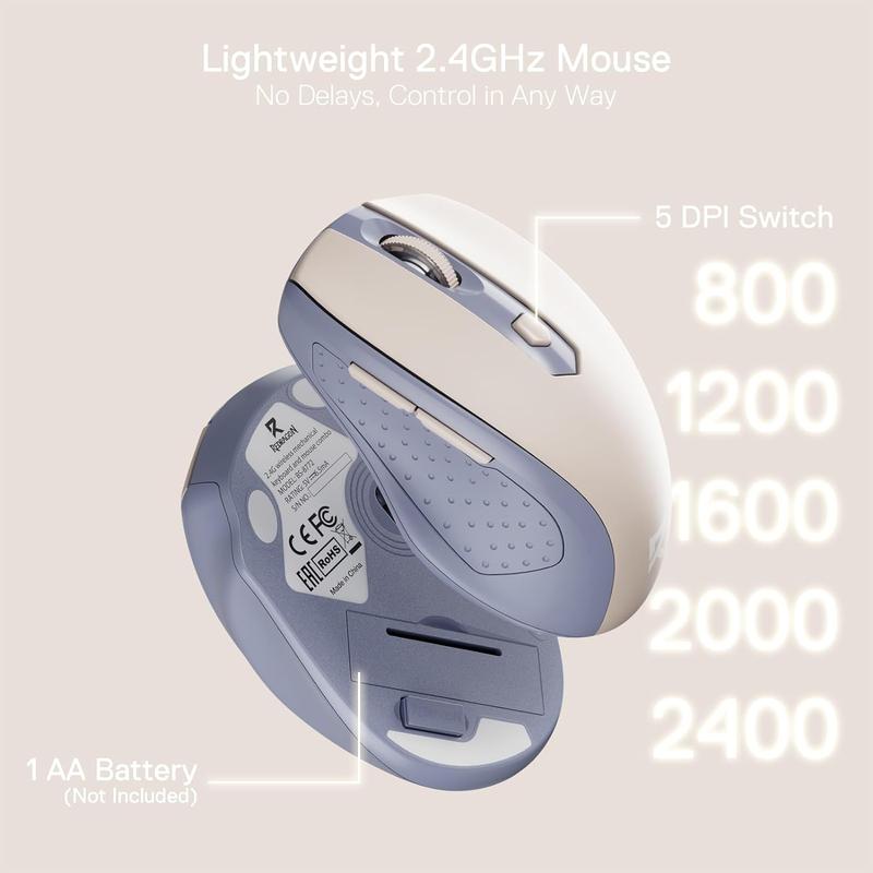 Redragon BS8772 Wireless Ergonomic Keyboard & Mouse Combo 75% 78 Keys 2.4Ghz Low-Profile Mechanical w/Rechargeable Battery 2400 DPI Blue Backlight