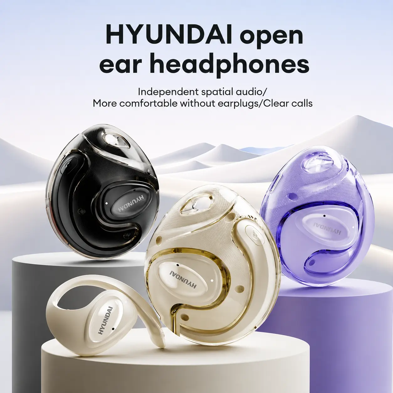 HYUNDAI X15 Ultra Wireless Headset with 2025 Bluetooth 6.0 for Faster, Stable Connection & Low Power Use, OWS Waterproof Sport Design, Noise Reduction Headphones with Mic & Earbuds
