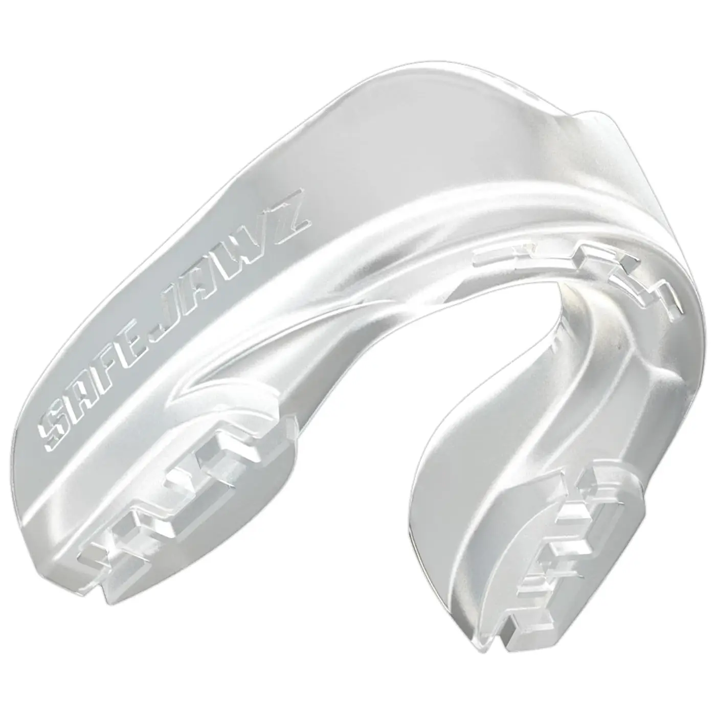 SafeJawz INTRO Slim Fit Sports Mouth Guard with Case for Football, Basketball, MMA, Hockey, Lacrosse, Wrestling - Adult 12+ Years - CLEAR