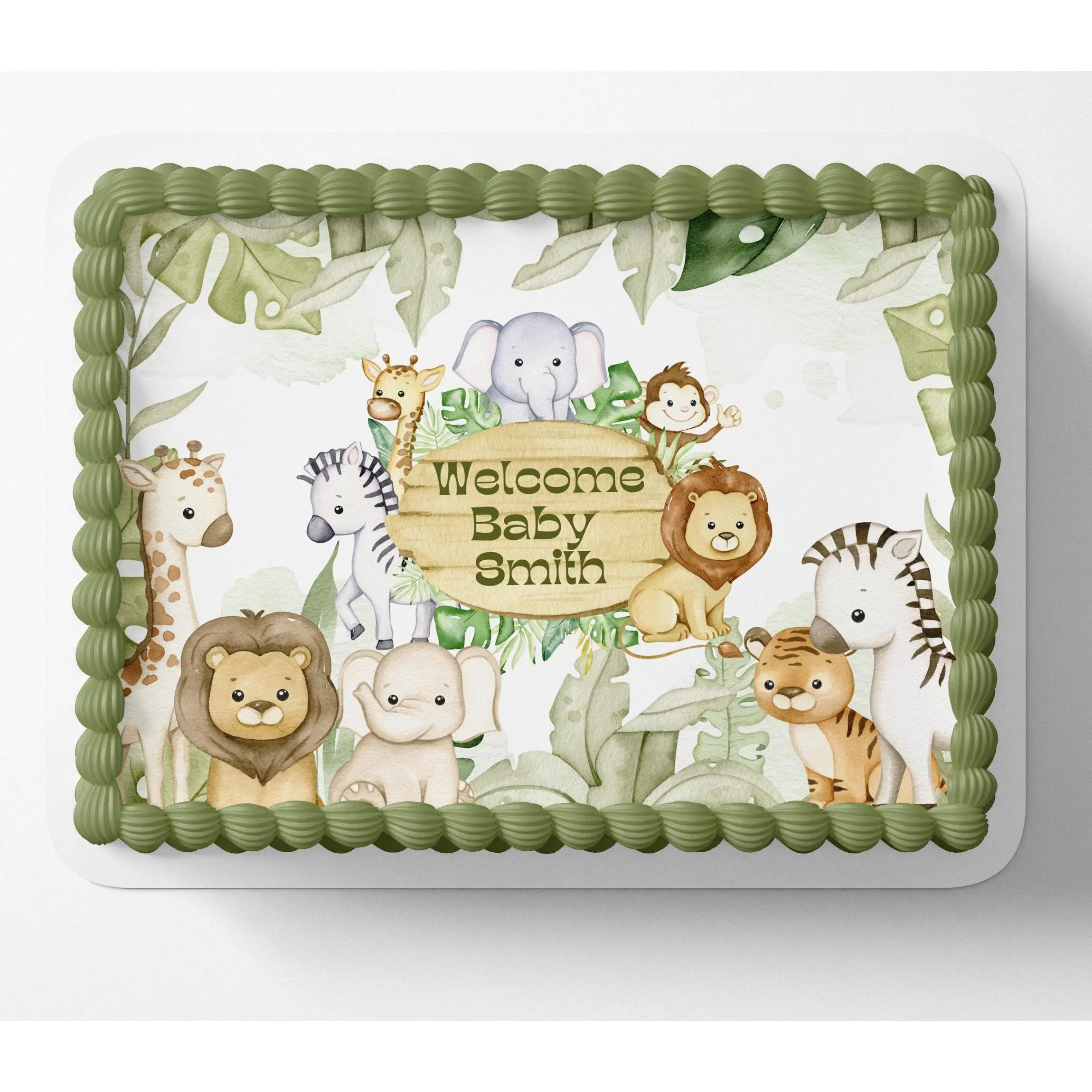 SAFARI BABY SHOWER Cake Topper Edible Image Jungle baby shower Edible Image Safari Baby shower cake Decorations Personalized cake topper