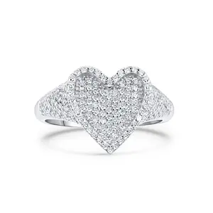 Nova Rose Iced Heart Shaped Ring - 925 Sterling Silver