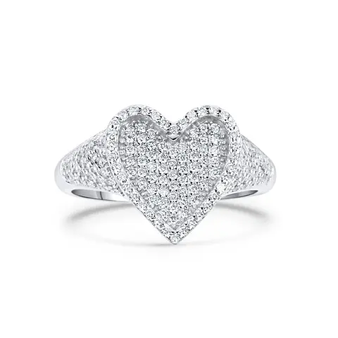 Iced Heart Ring | 925 Sterling Silver | Dainty Heart-Shaped Ring for Women | Gift for Her
