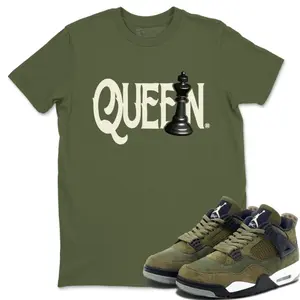 Jordan 4 Craft Medium Olive Match Tee, Shirt To Match Sneaker Medium Olive, Chess Queen Graphic Tee, Medium Olive Print Tee, Medium Olive Outfits, Gift For Friend