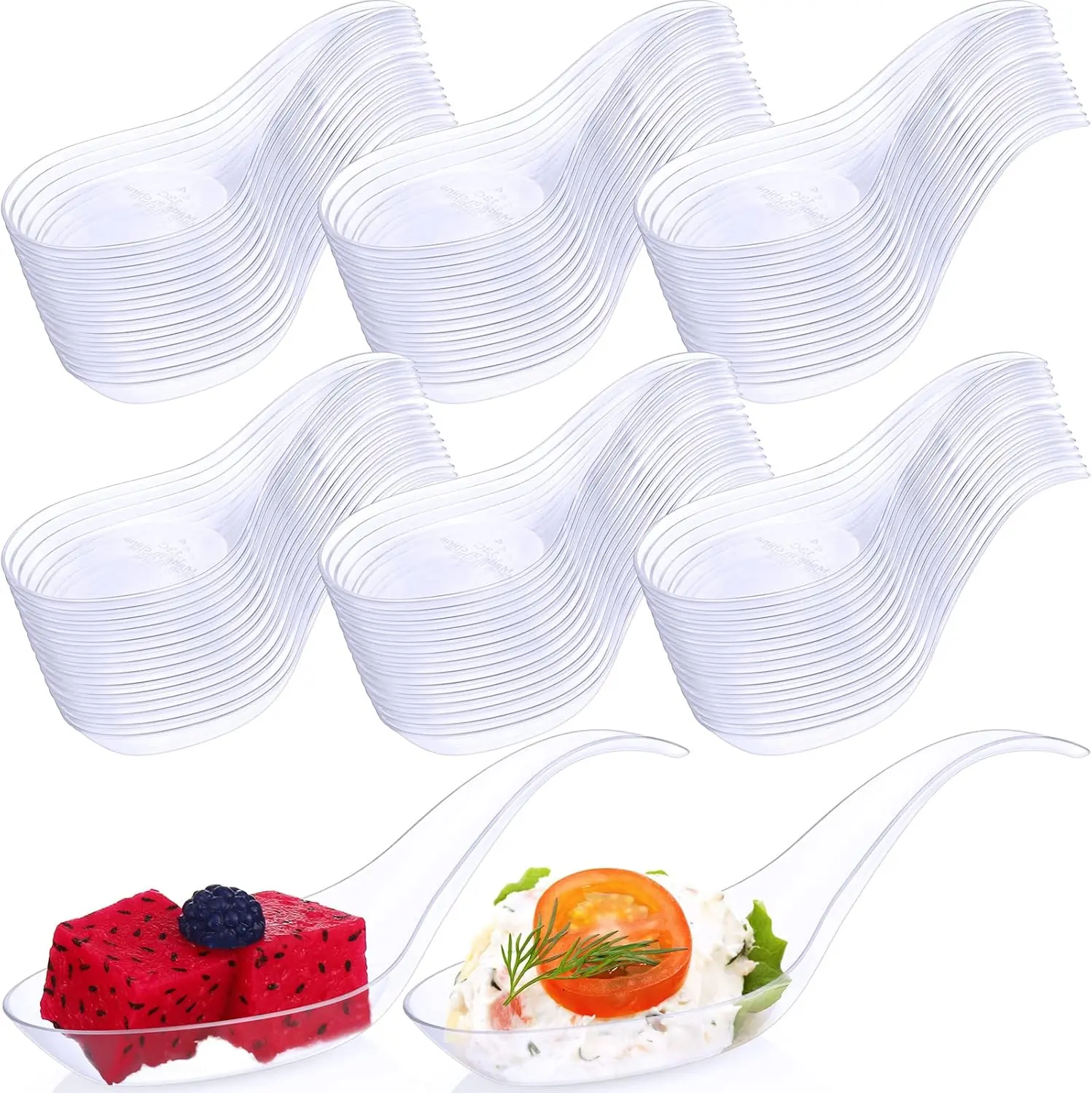 400 Pcs Clear Disposable Mini Tasting Appetizer Spoons, 4.7 x 1.2 Inch Bulk Spoons for Desserts Soup Sushi Ice Cream, Perfect for Wedding Bridal Shower Parties