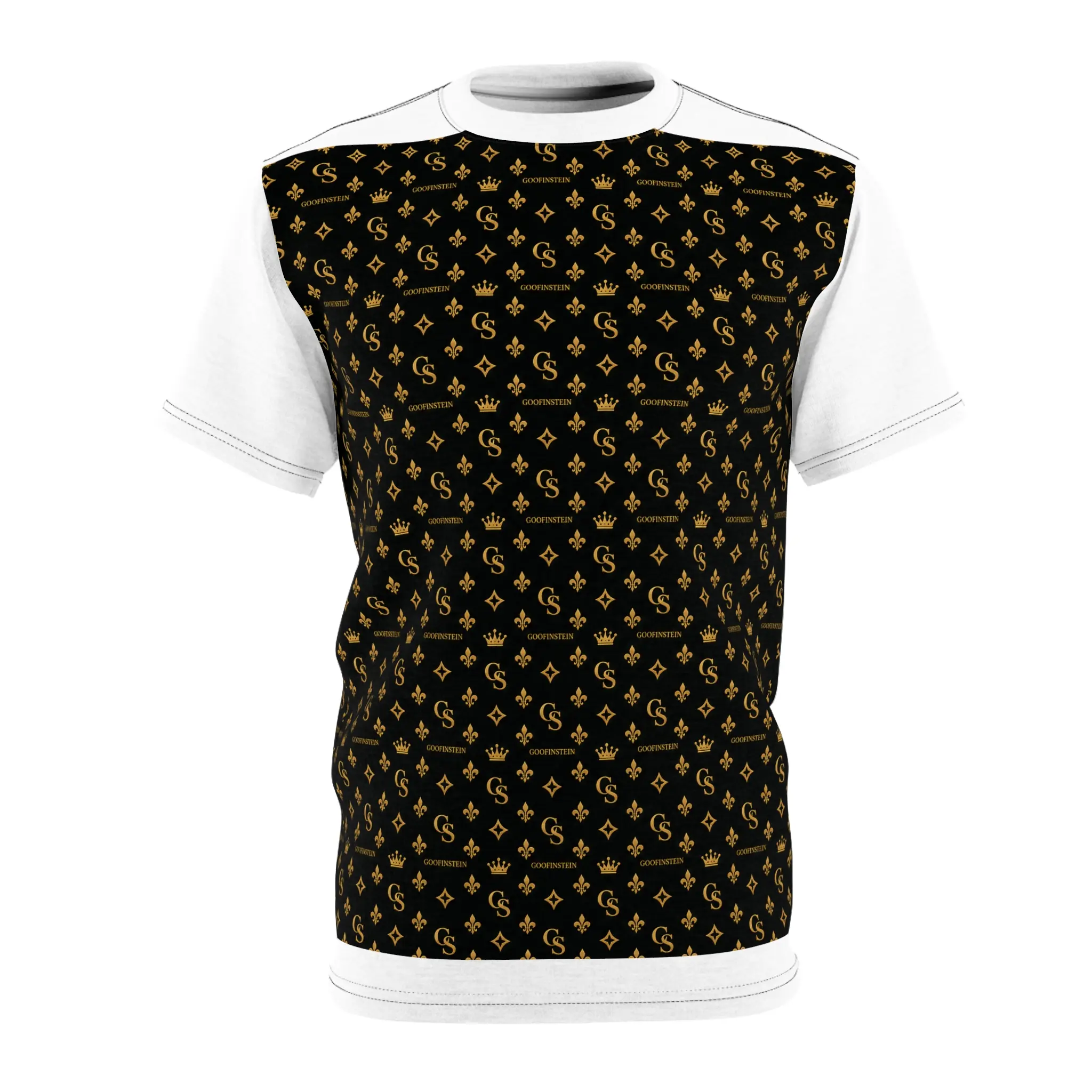 GOOFINSTEIN Luxury Monogram All-Over Print Tee - Black & Gold