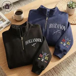 Embroidered Hollander Rozanov Quarter Zip Sweatshirt, Hockey Heated Rivalry Collar Sweatshirt