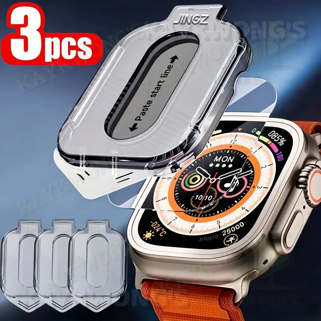 KAYKWONG'S  Watch Tempered Glass Protective Film Screen Protector, 3-Pack, For Watch Ultra 1/2/3 49mm, Easy Installation, Scratch-Resistant, Protective, Compatible with Iwatch Ultra, Watch Screen Cover, Smartwatch Accessories
