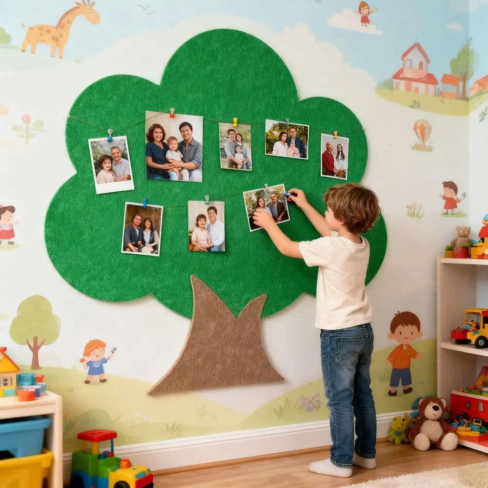 Gentle Self-Adhesive Tree Shape Felt Wall Decoration - Milestone Photo Display for Playroom Home Decor