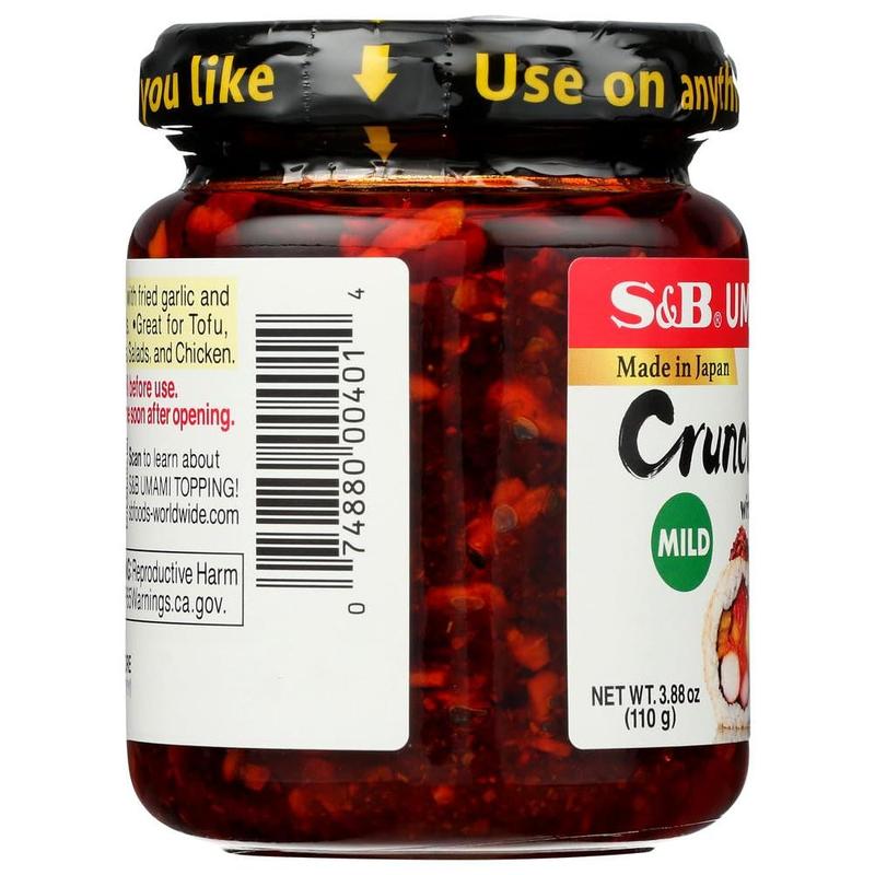 S&B chili oil w/Crunchy Garlic 3.88 oz (pack of 3) Sauce Sugar Sauce Flavor Umami Topping Salt Dip Soy Sesame peri  peri  sauce crunchy  garlic  with  chili  oil smuckers awaze  sauce Onion Seed