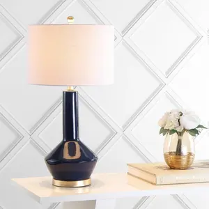 JONATHAN Y Copenhagen Ceramic/Metal LED Table Lamp , for bedroom, living room, foyer, hallways, dining room, dorms