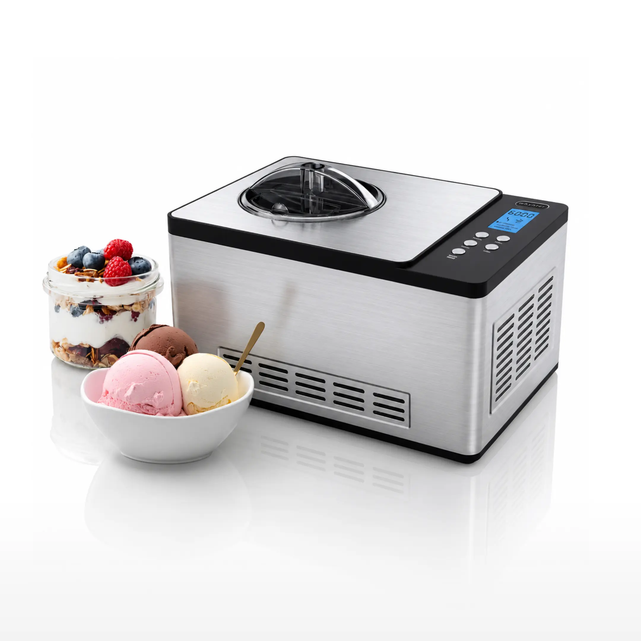 Whynter 2.1 Quart Automatic Ice Cream & Yogurt Maker with Built-In Compressor | ICM-220SSY Whynter 2.1 Quart Automatic Ice Cream & Yogurt Maker with Built-In Compressor | ICM-220SSY