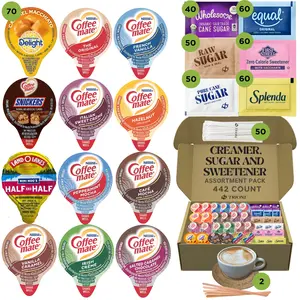 Coffee Mate Coffee Creamer Singles Variety Pack - 12 Assorted Non Dairy Flavored Pods with Stirrers & Coasters