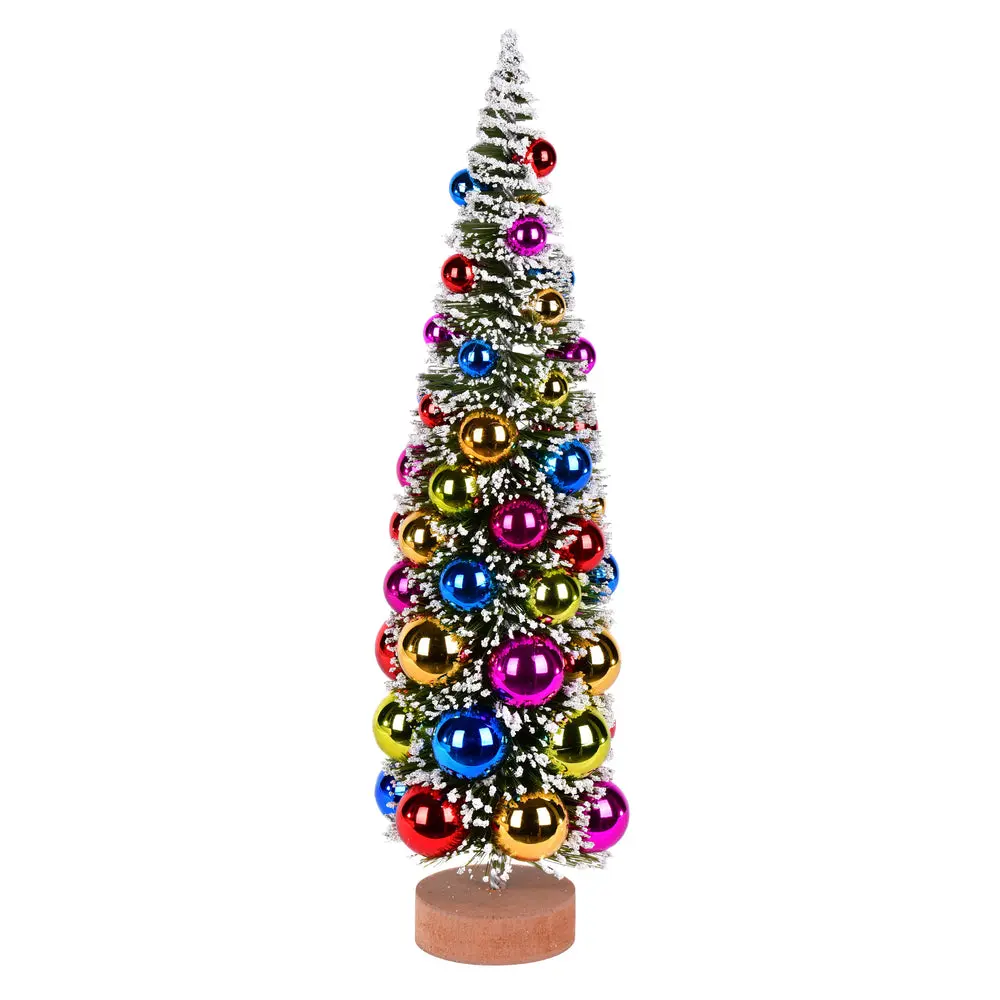 Vickerman LS203218 18" Vintage Tabletop Frosted Green Artificial Christmas Tree Multi-Colored Ornament