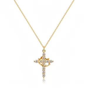 Tewiky Crown Cross Necklace Charm Pendant Necklace Trendy All-Match Cross Pendant Choker Necklace Christian Gifts for Women Blackfriday Deals