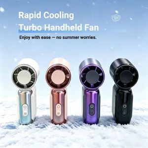 Mini Handheld Fan with LED Display 199 Speed Turbo Pocket Fan for Women USB Rechargeable, High-Speed Cooling for Travel & Makeup Perfect Gift Portable Refrigeration