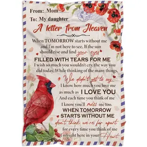 Cardinal Memorial Fleece Blanket, A Letter from Heaven, in Loving Memory Blanket Gift for Loss of Loved One, Remembrance Sympathy Gift Throw Blanket, Bereavement Condolence Gifts